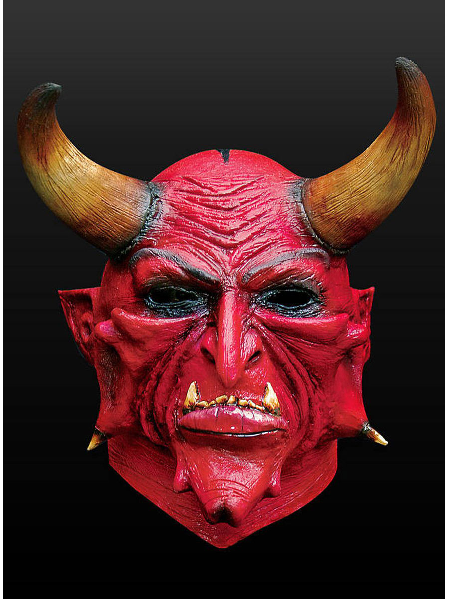 Horrormaske Teufel Dämon Halbmaske rot schwarz Halloween