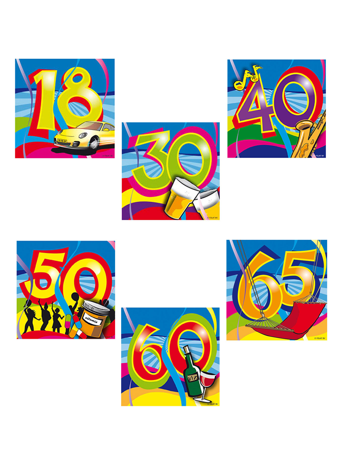 20x Servietten Geburtstag Zahl 65 Party